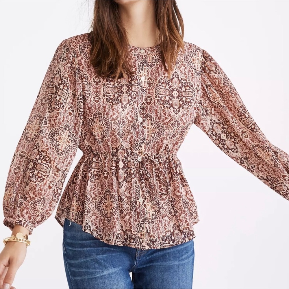 🎉Host Pick🎉Madewell Drawstring Top in Kaleidoscope Print. EUC